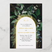 Moderne botanische folie trouwuitnodigingen folie uitnodiging (Voorkant)