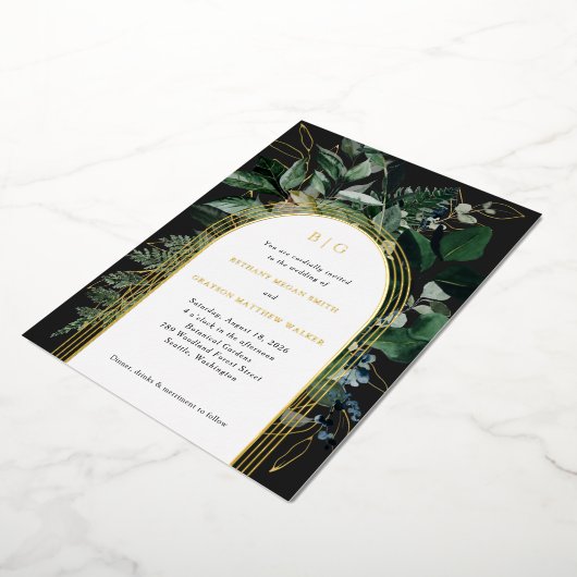 Moderne botanische folie trouwuitnodigingen folie uitnodiging (Gedraaid)