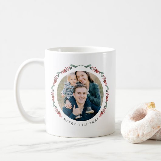 Moderne Botanische Foto Kerst Koffiemok (Met donut)
