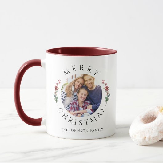 Moderne Botanische Foto Kerst Mok (Met donut)