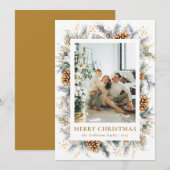 Moderne Botanische Foto Lijst Vrolijk Kerstfeest Feestdagenkaart (Voorkant / Achterkant)