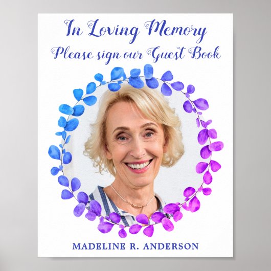 Moderne botanische foto Memorial Guestbook Funeral Poster (Voorkant)
