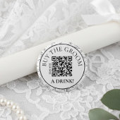 Moderne Botanische Geef de Jongen een Drank QR Cod Ronde Button 5,7 Cm