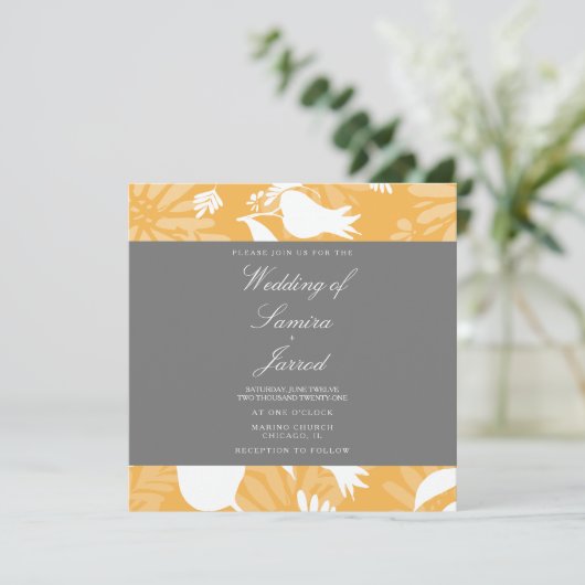 Moderne botanische geelgrijze tulpverbinding (Staand voorkant)