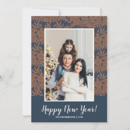 Moderne Botanische Gelukkig Nieuwjaar Familiefoto Feestdagenkaart