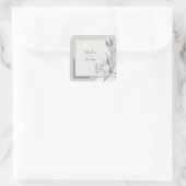 Moderne Botanische Geometrische Blauwe Neutrale Hu Vierkante Sticker (Tas)