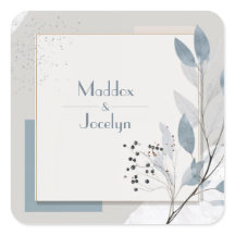 Moderne Botanische Geometrische Blauwe Neutrale Hu