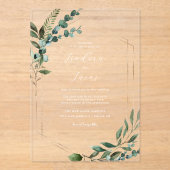 Moderne botanische geometrische bruiloft acryl uitnodigingen (Voorkant)