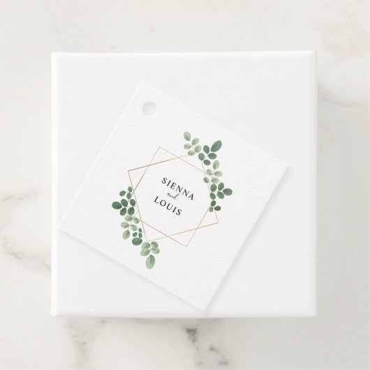 Moderne botanische geometrische bruiloft bedankjes labels (In situ)