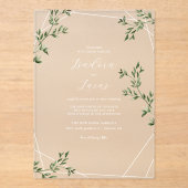 Moderne botanische geometrische bruiloft | Matglas Acryl Uitnodigingen (Voorkant)