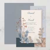 Moderne botanische geometrische terracotta blauwe kaart (Voorkant / Achterkant)