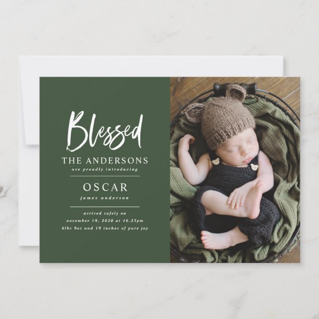 Moderne botanische gezegende kerstfoto (Voorkant)