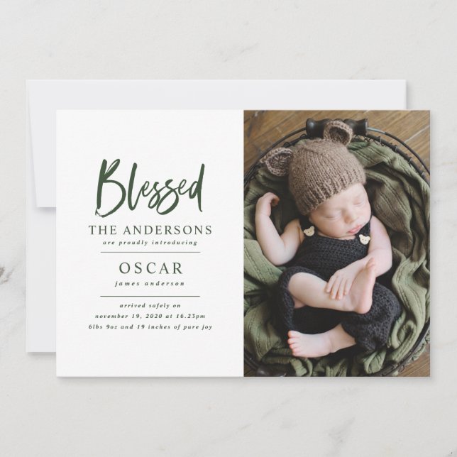 Moderne botanische gezegende kerstfoto (Voorkant)