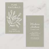 Moderne botanische glans Eenvoudige moderne groene Visitekaartje (Voorkant / Achterkant)