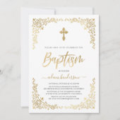 Moderne Botanische Gold Baptisme Kaart (Voorkant)