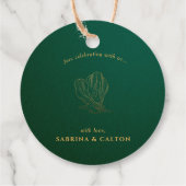 Moderne Botanische Gouden Bloemen Groen Dank u Bedankjes Labels (Achterkant)