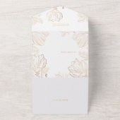 Moderne Botanische Gouden Natuur Bloemenbruiloft All In One Uitnodiging (Buitenkant)