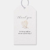 Moderne Botanische Gouden Natuur Bloemige Bruiloft Cadeaulabel (Achterkant)