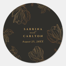 Moderne Botanische Gouden Natuur Bloemige Trouwdag