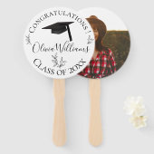 Moderne Botanische Graduation Cap Foto Handwaaier (Voorkant en achterkant)