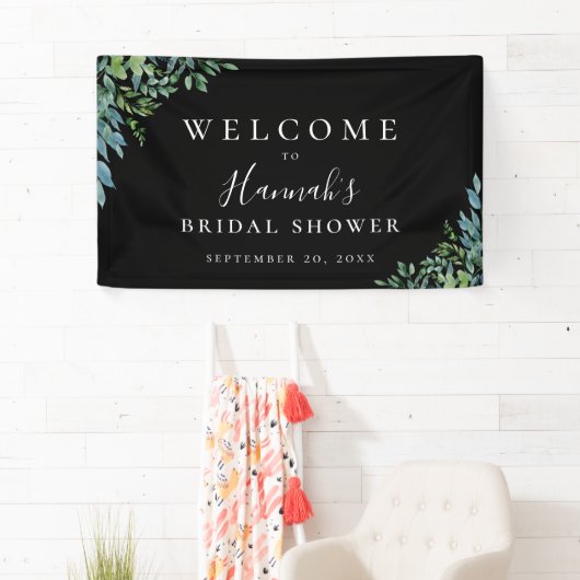 Moderne botanische Greenery Black Spandoek (Insitu)