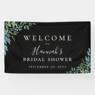 Moderne botanische Greenery Black Spandoek