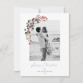 Moderne Botanische Greenery-fotokerstkaart Feestdagenkaart