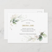 Moderne, botanische, Greenery, waterverf, Baby Gir Uitnodiging Briefkaart (Voorkant / Achterkant)