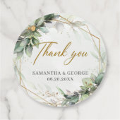 Moderne botanische groen blad gouden lijst bruilof bedankjes labels (Achterkant)
