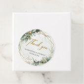 Moderne botanische groen blad gouden lijst bruilof bedankjes labels (In situ)