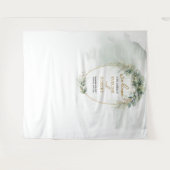 Moderne botanische groen blad gouden ovale achterg wandkleed (Voorkant (horizontaal))