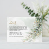 Moderne botanische groen blad gouden ovale details informatiekaartje (Staand voorkant)