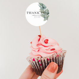 Moderne botanische groen bruiloft dank u ronde sticker