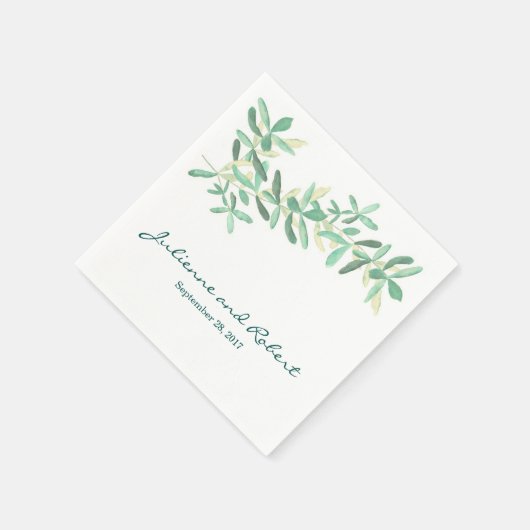 Moderne Botanische groen bruiloft servetten (Hoek)