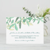 Moderne Botanische groen bruiloft uitnodiging (Staand voorkant)