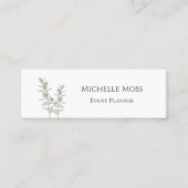 Moderne botanische groen Eenvoudige bloemen Mini Visitekaartje (Voorkant)