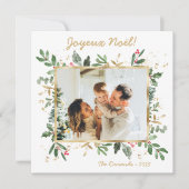 Moderne botanische groen foto Joyeux Noel Feestdagenkaart (Voorkant)