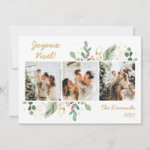 Moderne botanische groen foto Joyeux Noel Feestdagenkaart (Voorkant)