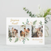 Moderne botanische groen foto Joyeux Noel Feestdagenkaart (Staand voorkant)