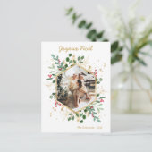 Moderne botanische groen foto Joyeux Noel Feestdagenkaart (Staand voorkant)