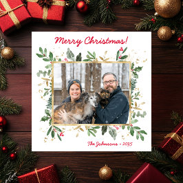 Moderne Botanische Groen Foto Vakantie Kaart