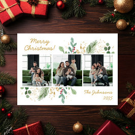 Moderne Botanische Groen Foto Vakantie Kaart