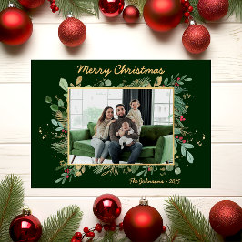 Moderne Botanische Groen Foto Vakantie Kaart