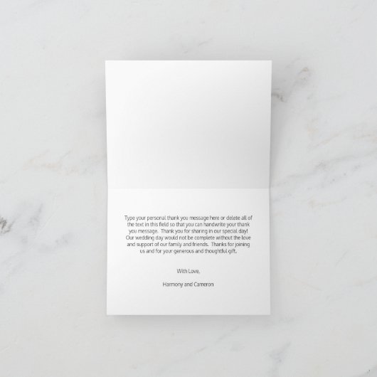 Moderne botanische groen-geometrische bruiloft bedankkaart (Binnen)