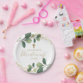 Moderne botanische groen-kerstkalligrafie papieren bordje (Feest)