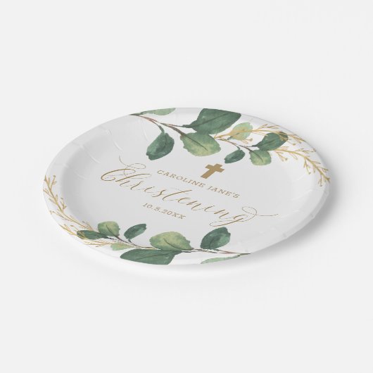 Moderne botanische groen-kerstkalligrafie papieren bordje (Gekanteld)