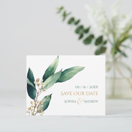 Moderne, botanische groen-roestvast, behalve de da aankondigingskaart (Staand voorkant)