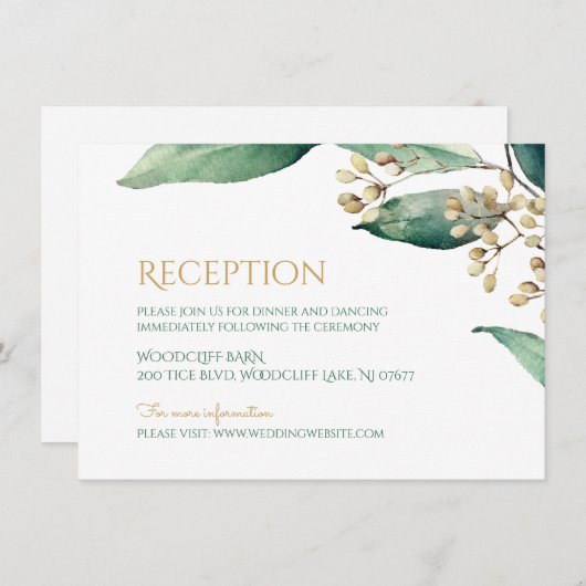 Moderne botanische groen rustieke bruiloft recepti kaart (Voorkant / Achterkant)