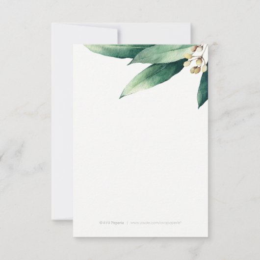 Moderne botanische groen rustieke bruiloft RSVP (Achterkant)