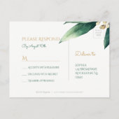 Moderne botanische groen rustieke bruiloft RSVP Uitnodiging Briefkaart (Achterkant)